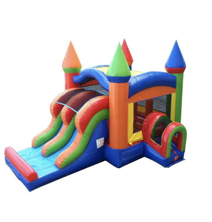 Rainbow Bounce House Double Slide Combo
