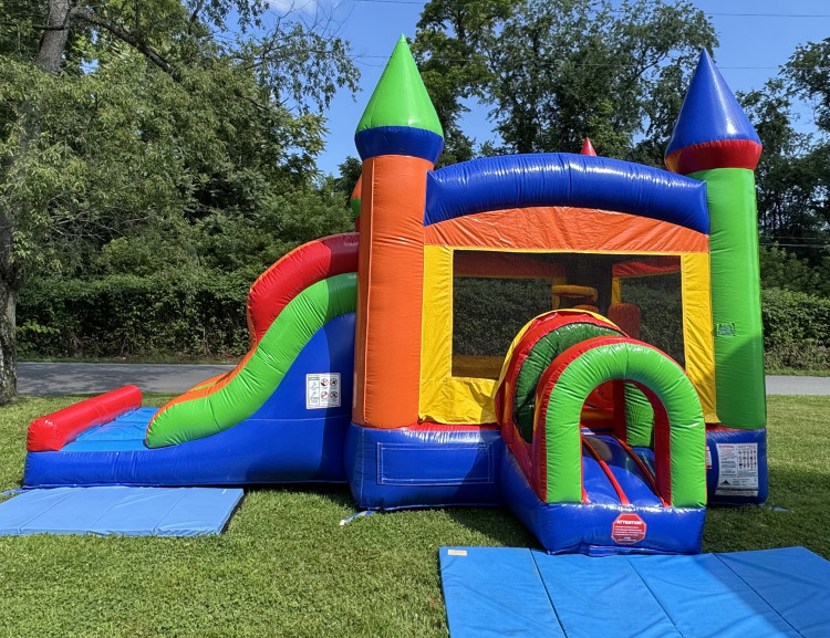 Rainbow Bounce House Double Slide Combo